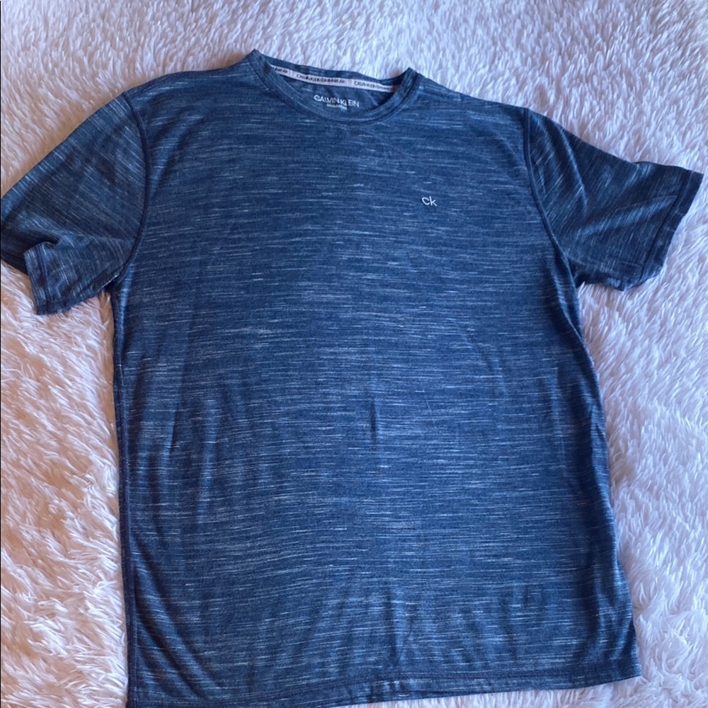 Calvin Klein Mens Swimwear UPF 40 T-Shirt Blue White (M)